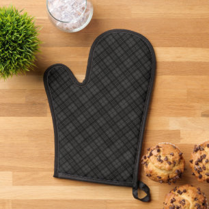 Kariertes Wintermuster Schwarz/Weiß Ofenhandschuh