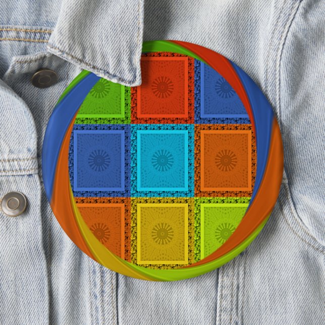 Kariertes Wirbel-Kunstposter Button (Beispiel)