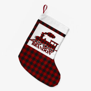 Kariertes Zug personalisiert Kleiner Weihnachtsstrumpf
