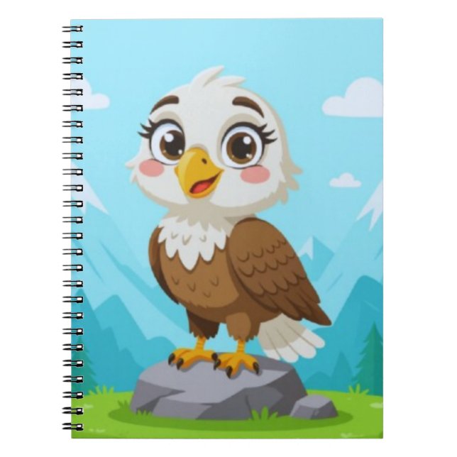Karikatur-Adler auf Felsen – Süße Vektor-Figur Notizblock (Vorderseite)
