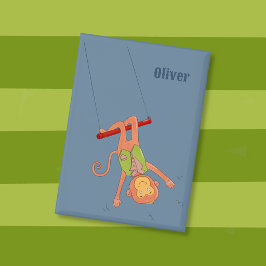 Karikatur-Affe Trapezartist Kind Blauer Knopf Button