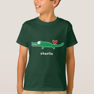 Karikatur Alligator Kind Cute Lustig Maßgeschneide T-Shirt
