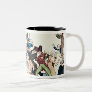 Karikatur auf dem Kometen 1811, c.1811 Zweifarbige Tasse
