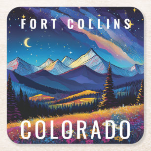 Karikatur Berglandschaft Wildnis Colorado Rechteckiger Pappuntersetzer