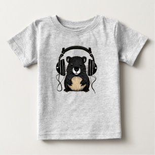 Karikatur-Biber-Silhouette mit Kopfhörern Vektor  Baby T-shirt