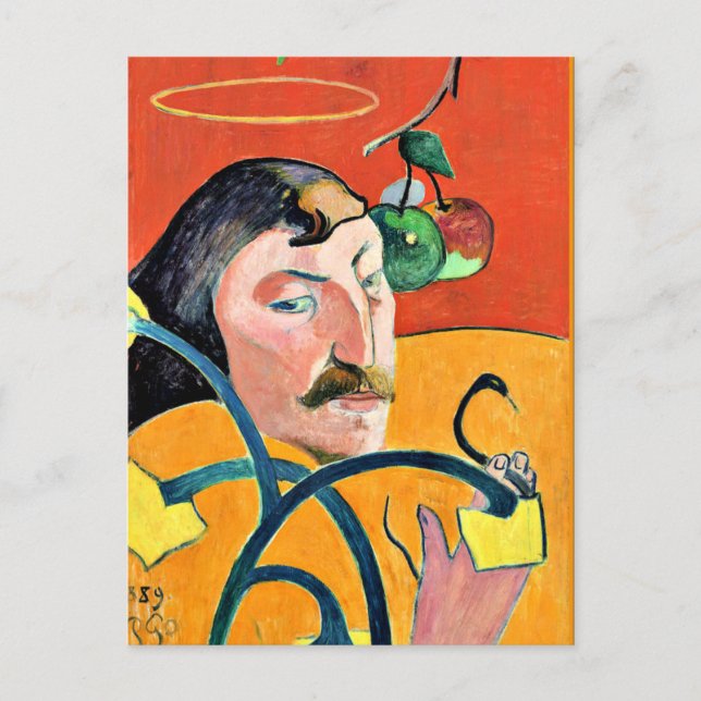 Karikatur, Bild von Paul Gauguin, Postkarte (Vorderseite)