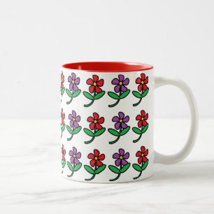 Karikatur-Blumenmuster Zweifarbige Tasse