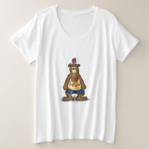 Karikatur Braunbär auf seinen Hinterbeinen stehend Große Größe T-Shirt