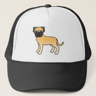 Karikatur Bullmastiff-Hund in rehfarbenem Fell Truckerkappe