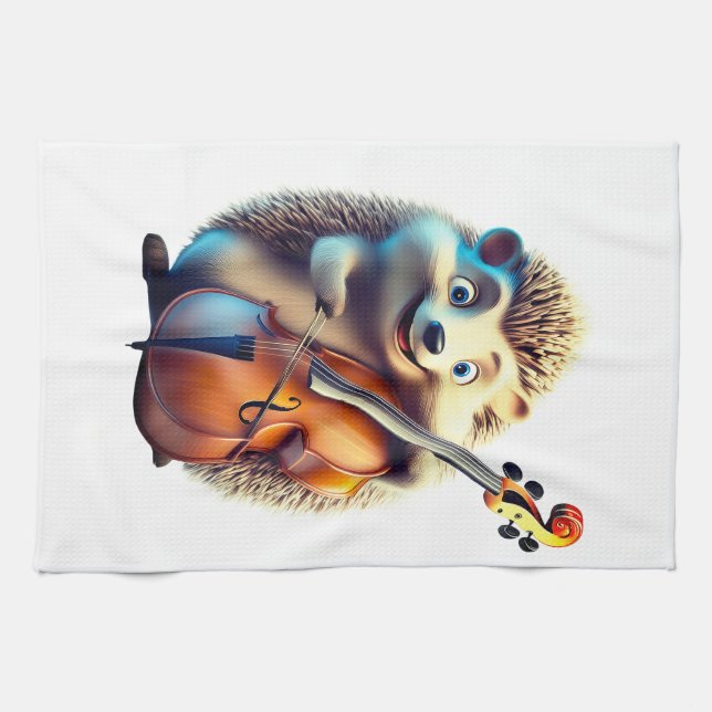 Karikatur, Cartoon, Illustration Eine Musik Geschirrtuch (Horizontal)