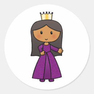 Karikatur Clip Art Süße Prinzessin mit Tiara Runder Aufkleber