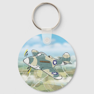 Karikatur des Flugzeugs P-39 Schlüsselanhänger