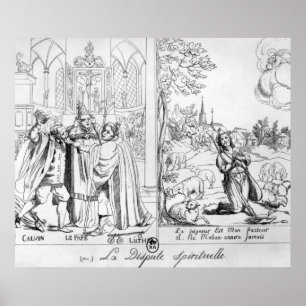 Karikatur, die eine spirituelle Auseinandersetzung Poster