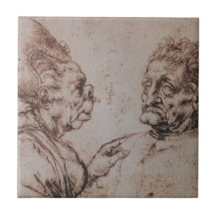 Karikatur durch Leonardo da Vinci Fliese