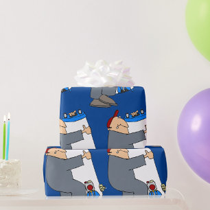 Karikatur eines Klempners mit Warmwassersystemtank Geschenkpapier