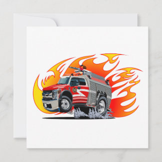 Karikatur-Feuerwehrwagen Einladung