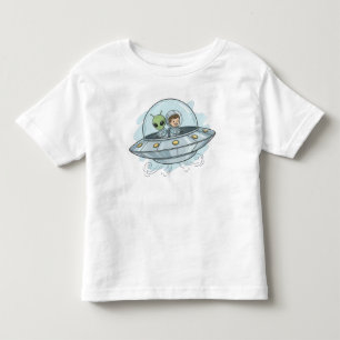 Karikatur fliegender Außerirdischer Kleinkind T-shirt