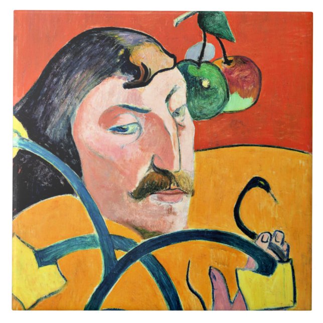Karikatur, Gemälde von Gauguin, Fliese (Vorderseite)