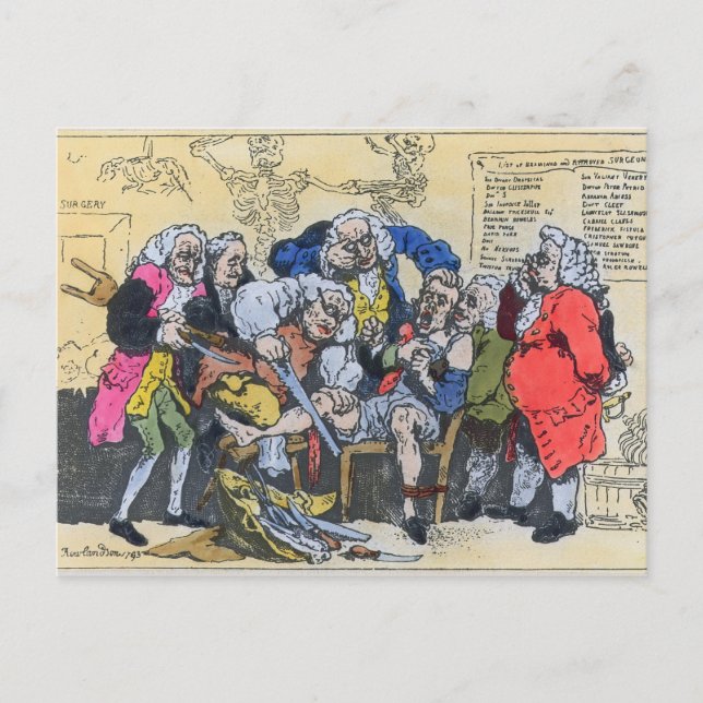 Karikatur georgischer Chirurgen bei der Arbeit, 17 Postkarte (Vorderseite)