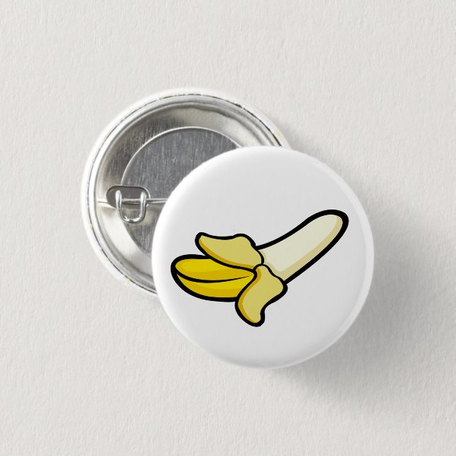 Karikatur Geschälte Banane Frucht Pin Button (Vorne & Hinten)