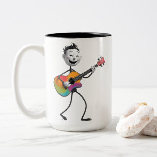 Karikatur-Gitarrist-Tasse Zweifarbige Tasse