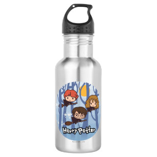 Karikatur Harry, Ron und Hermine fliegen in Wälder Trinkflasche
