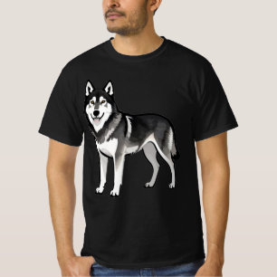 Karikatur-Husky-Hund-Geschenk Schwarz Weiß Sibiris T-Shirt