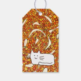 Karikatur-Katze-Gekritzel-Linienzeichnung-Geschenk Geschenkanhänger