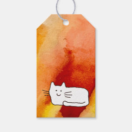 Karikatur-Katze-Gekritzel-Linienzeichnung-Geschenk Geschenkanhänger