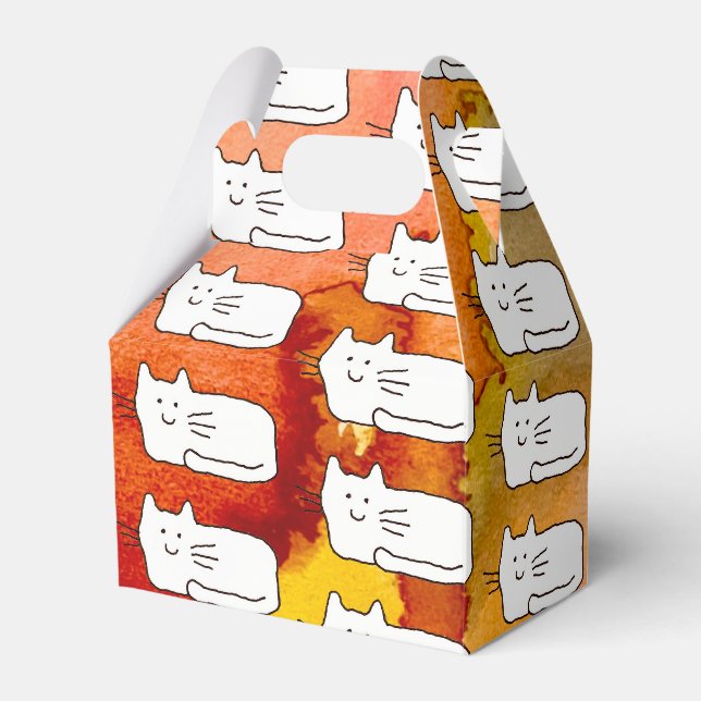 Karikatur Katzen Kritzel-Linienzeichnung Geschenkb Geschenkschachtel (Vorderseite)