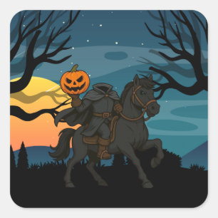 Karikatur Kopfloser Reiter Halloween/Herbst Quadratischer Aufkleber