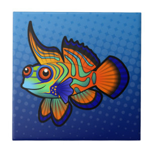 Karikatur Mandarin / Drachennetz-Fisch Fliese