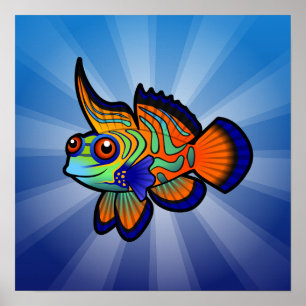 Karikatur Mandarin / Drachennetz Fisch Poster