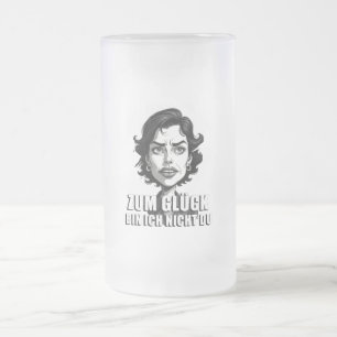 Karikatur mit „Zum Glück…“-Zitat Mattglas Bierglas