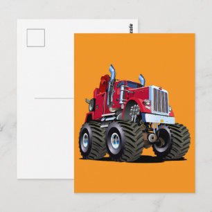 Karikatur-Monster-Abschleppwagen Postkarte