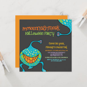 Karikatur-Monster-grünes-Alien-Kinder-Halloween-Pa Einladung