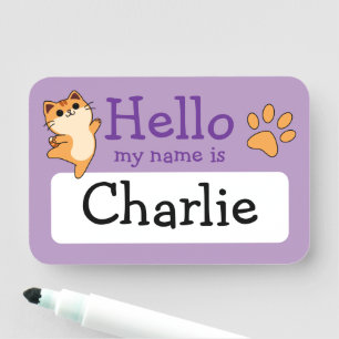 Karikatur Orange Katze, Pfotenabdruck, Benutzerdef Namensschild