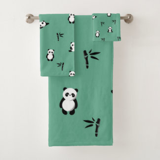 Karikatur-Panda-Duschvorhang Badhandtuch Set