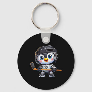 Karikatur Pinguin Hockeyspieler Eishockey Schlüsselanhänger