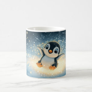 Karikatur-Pinguin in einer schneebedeckten Landsch Kaffeetasse