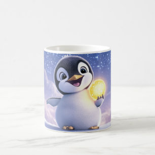 Karikatur-Pinguin in einer schneebedeckten Landsch Kaffeetasse