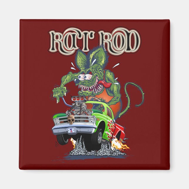 Karikatur Retro-Ratten-Rod Magnet (Vorne)