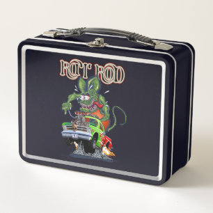Karikatur Retro-Ratten-Rod Metall Brotdose