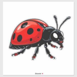 Karikatur Rote Marienkäfer Süße Insektenfigur Aufkleber
