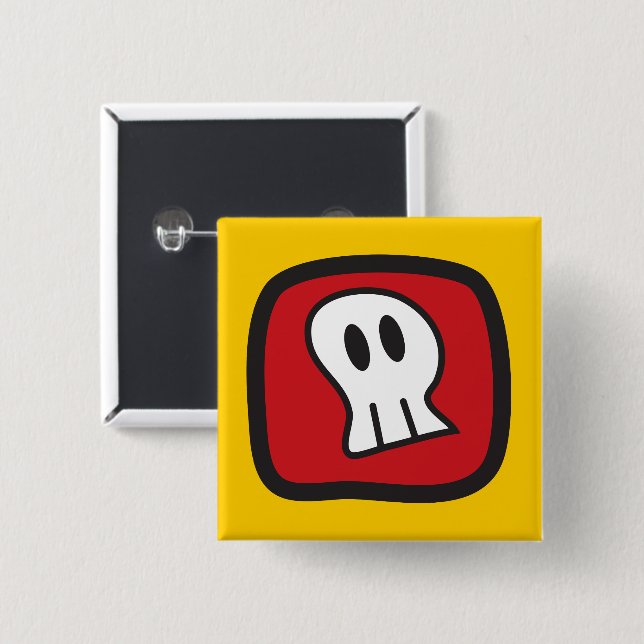 Karikatur-Schädel und Knochen Halloween-Spaß-Party Button (Vorne & Hinten)
