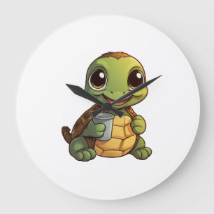 Karikatur-Schildkröten-Illustration Kopie Kopie Ko Große Wanduhr