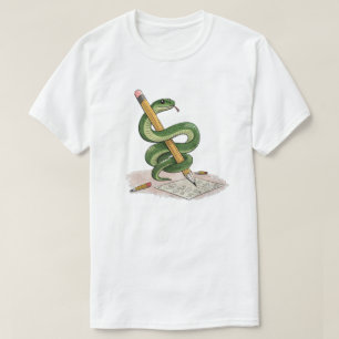 Karikatur-Schlange um einen Bleistift gewickelt – T-Shirt