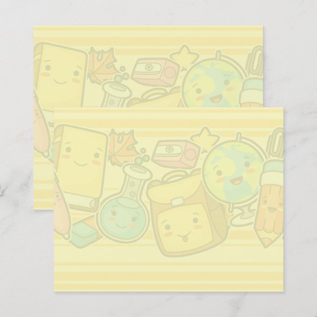 Karikatur-Schulbedarf-Muster-Post-it-Notes (Vorne/Hinten)