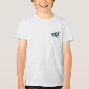 Karikatur-Segler mit Yacht und Fisch - Maritime Ku Tri-Blend Shirt