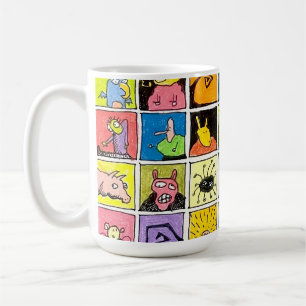 Karikatur seltsame merkwürdige Gesichter quadratis Kaffeetasse